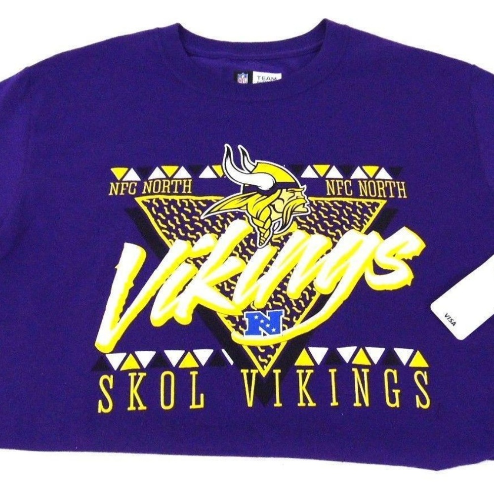 New NFL MN Vikings Purple 100% Cotton T Shirt - Picture 2 of 6
